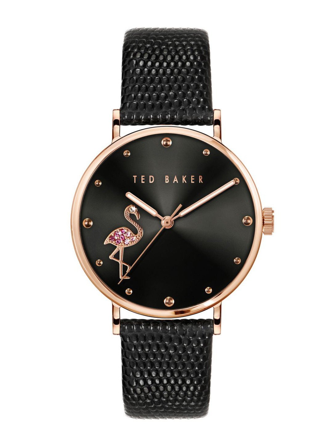 

Ted Baker Women Black Embellished Dial & Black Leather Straps Analogue Watch BKPPHF018