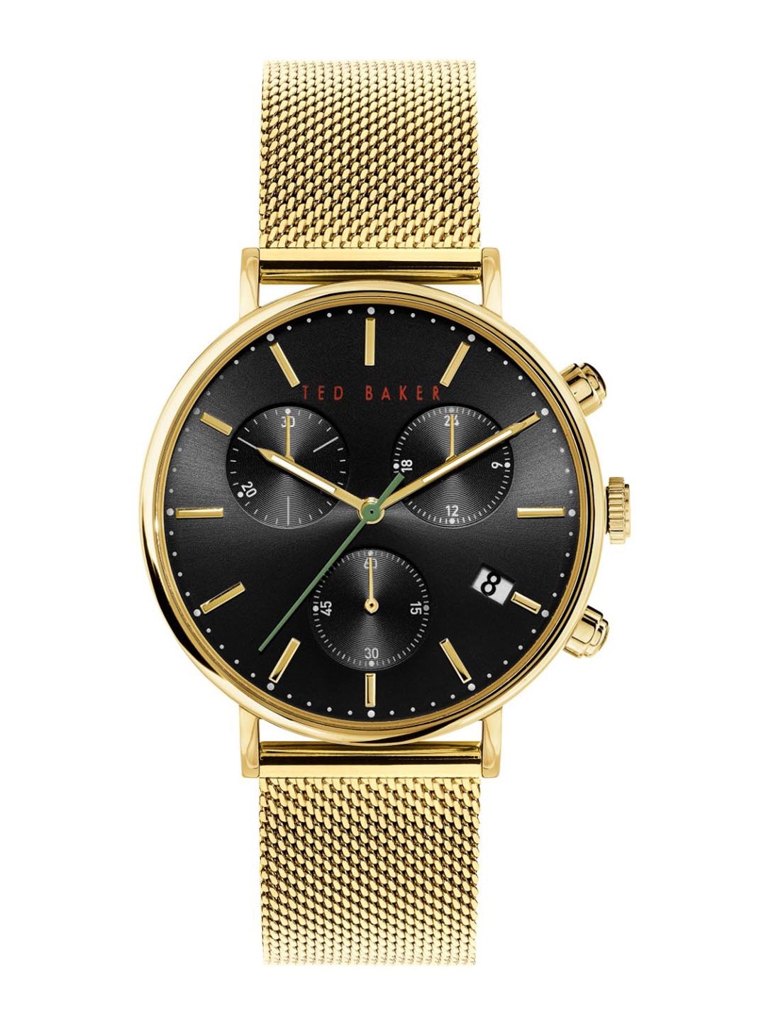

Ted Baker Men Black Embellished Dial & Gold Toned Straps Analogue Watch