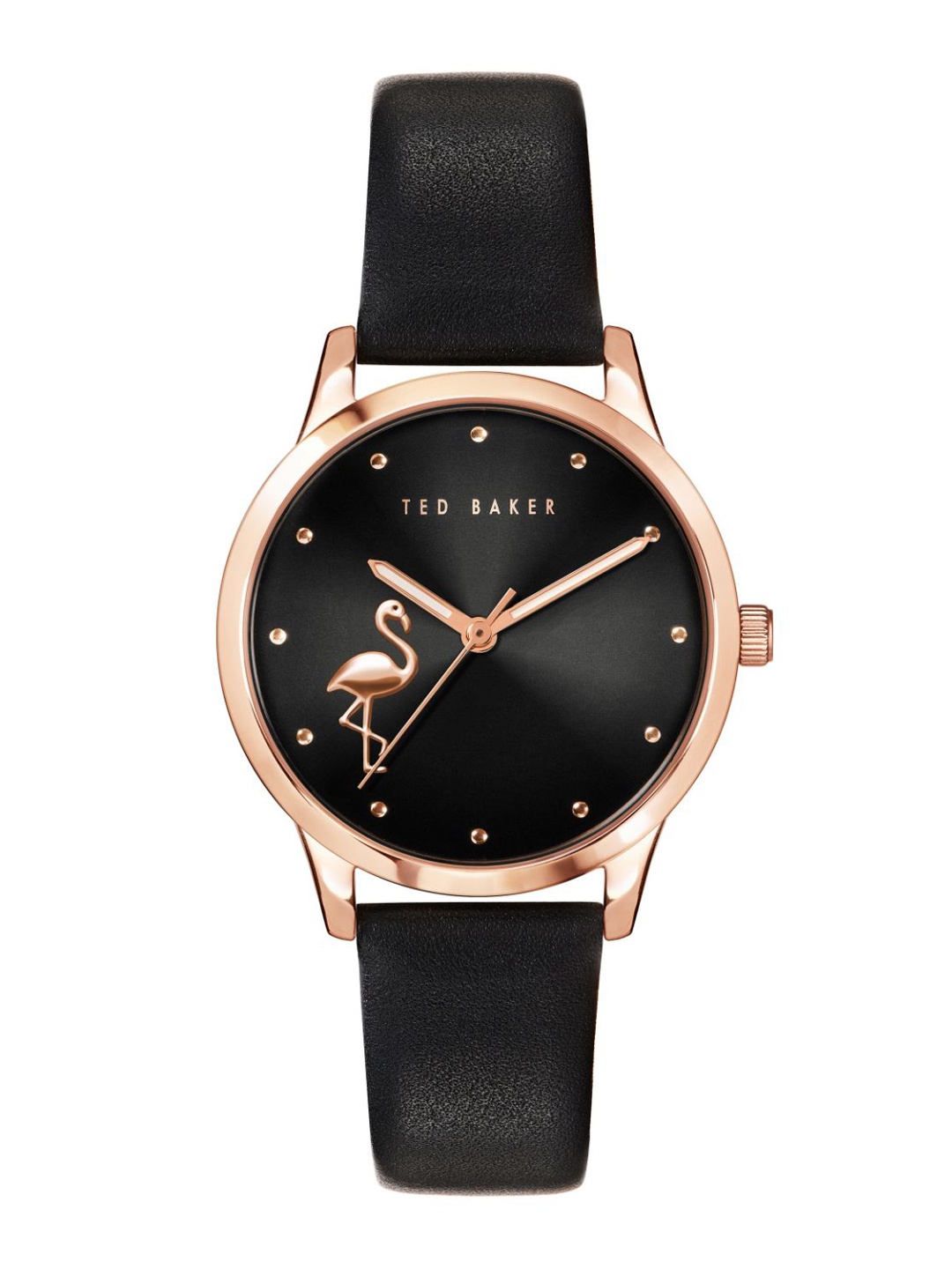

Ted Baker Women Black Embellished Dial & Black Leather Straps Analogue Watch