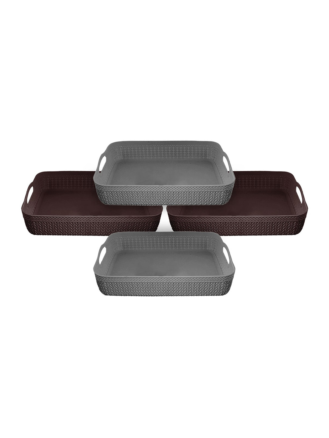 

Kuber Industries Set Of 4 Solid Storage Basket Organisers, Grey