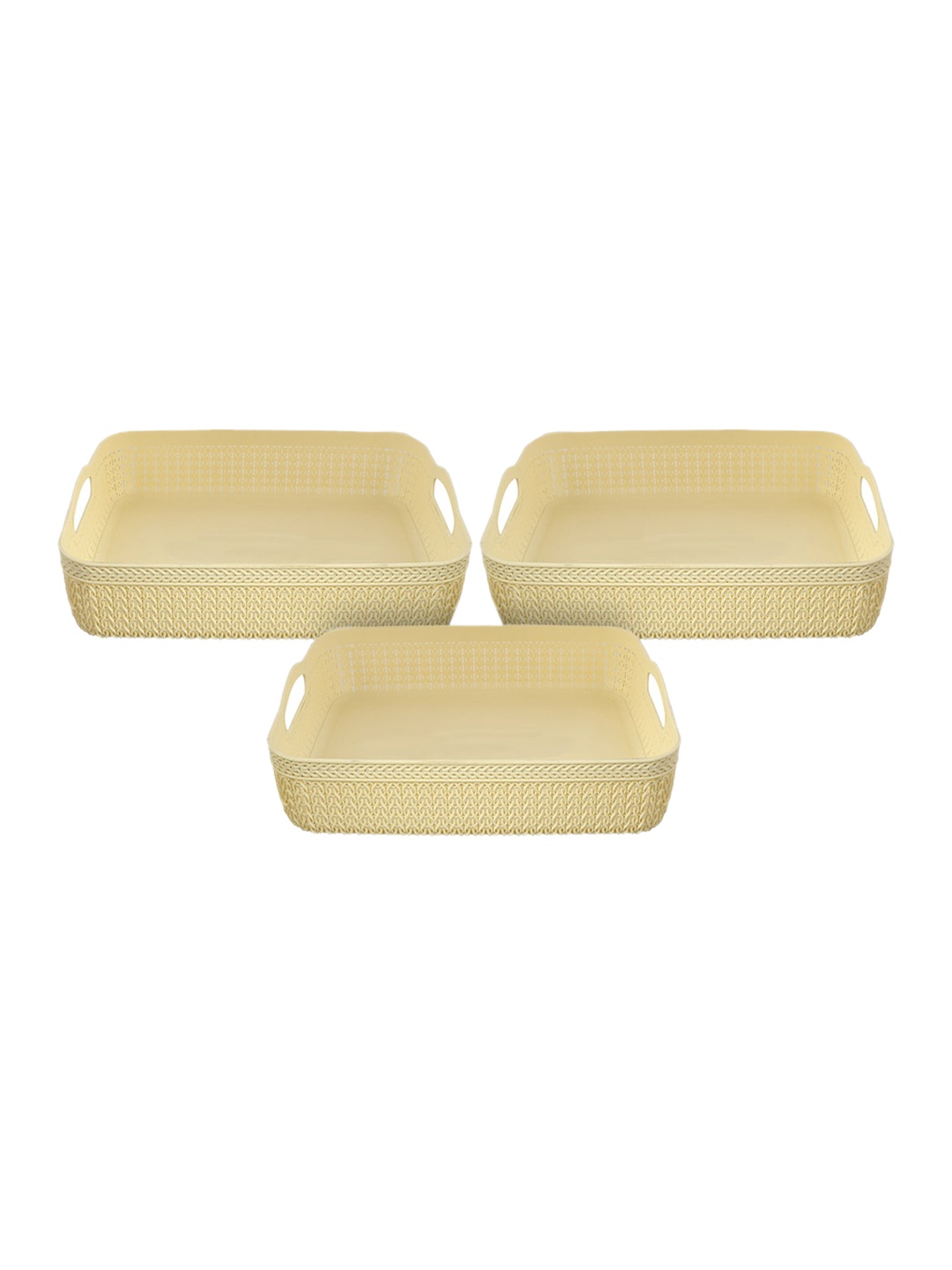 

Kuber Industries Cream Set Of 3 Textured Storage Basket