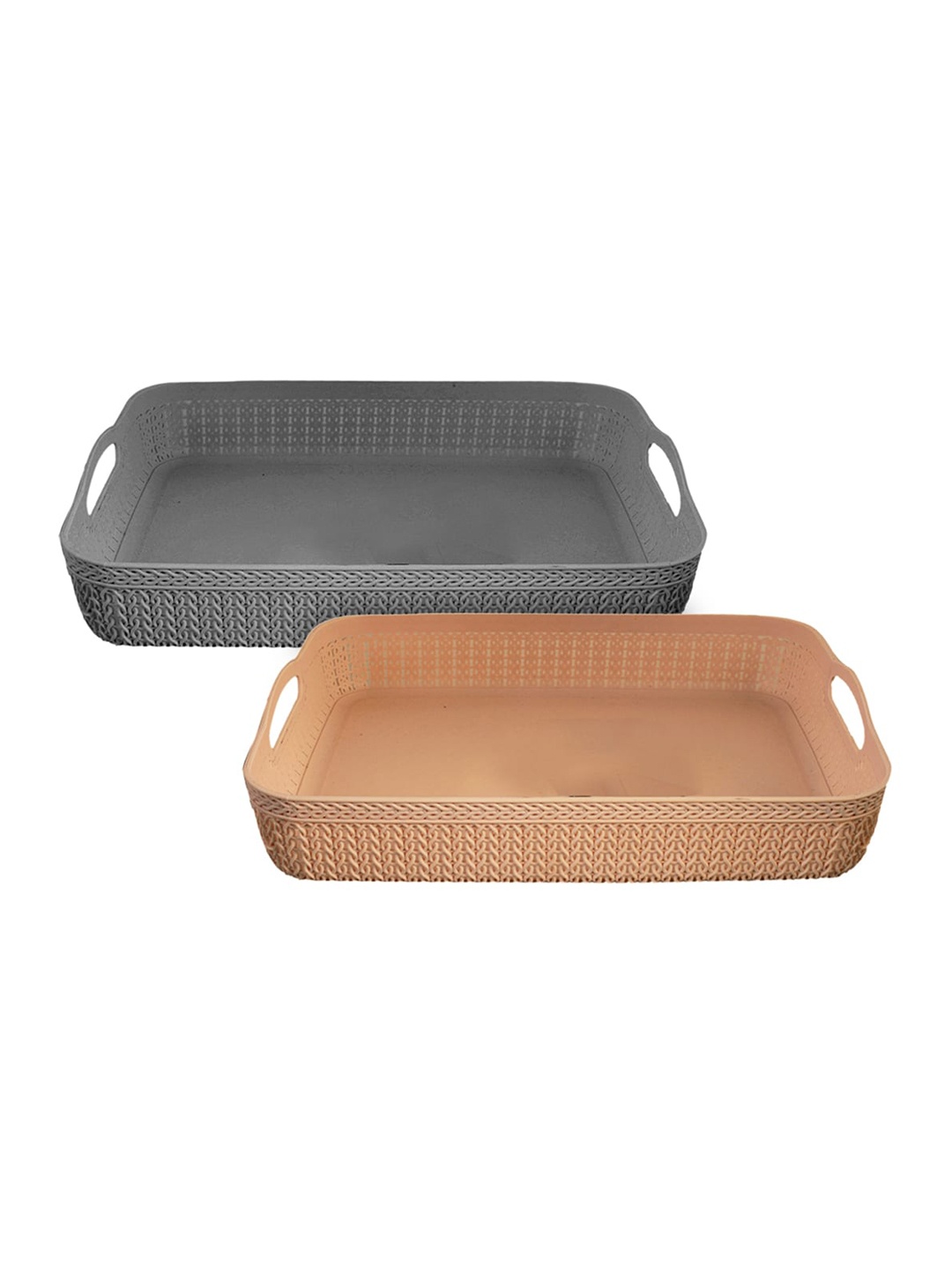 

Kuber Industries Set Of 2 Textured Storage Basket, Coffee brown