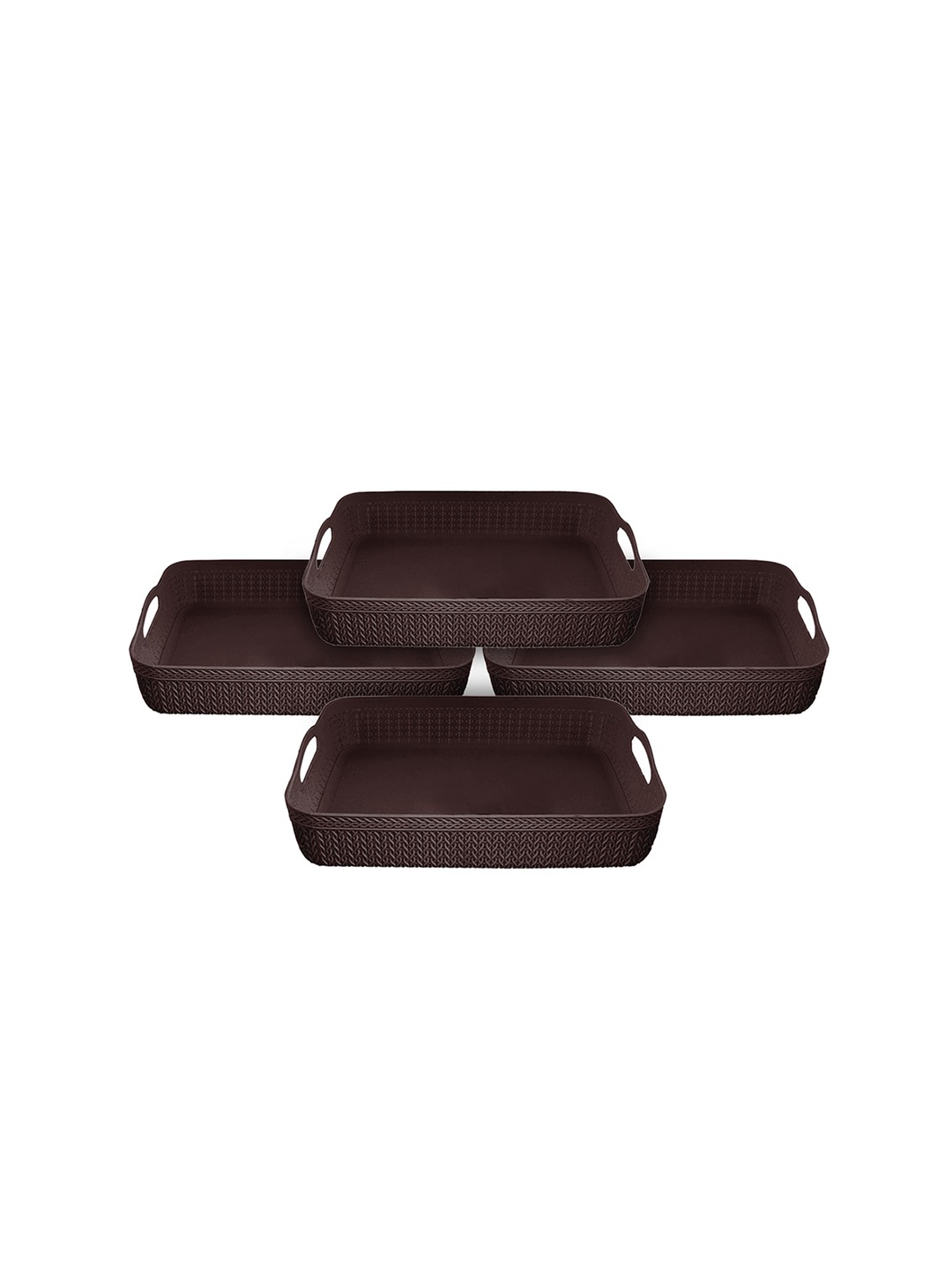 

Kuber Industries Set of 4 Brown Solid Storage Baskets
