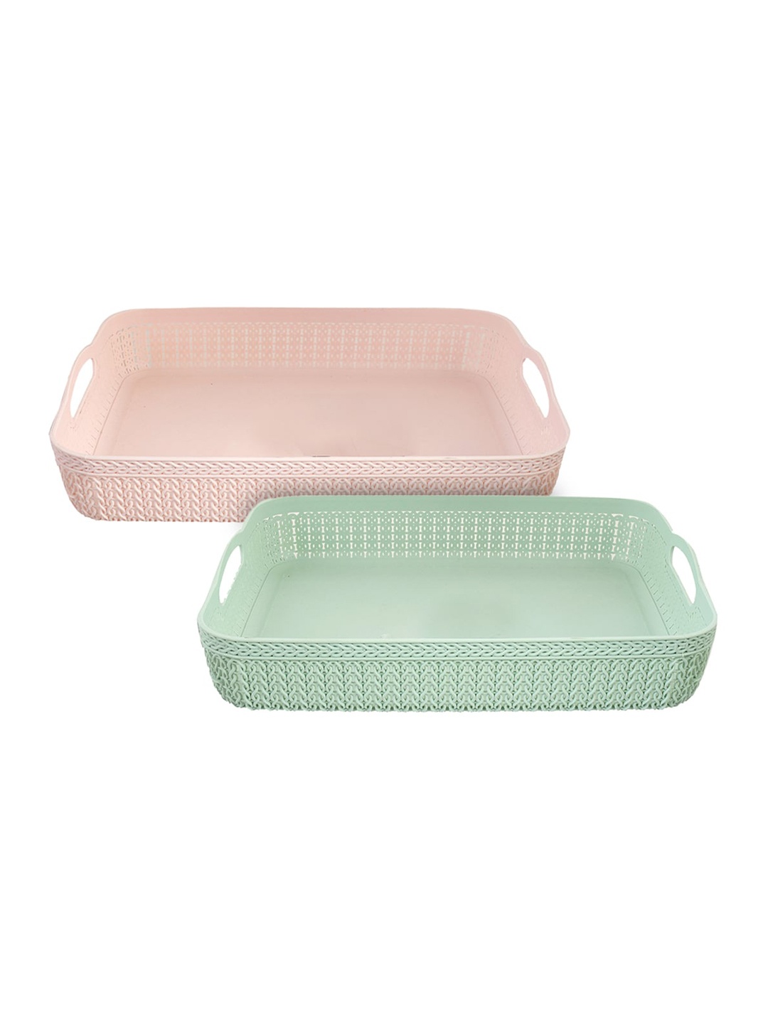 

Kuber Industries Pack Of 2 Textured Storage Basket, Green