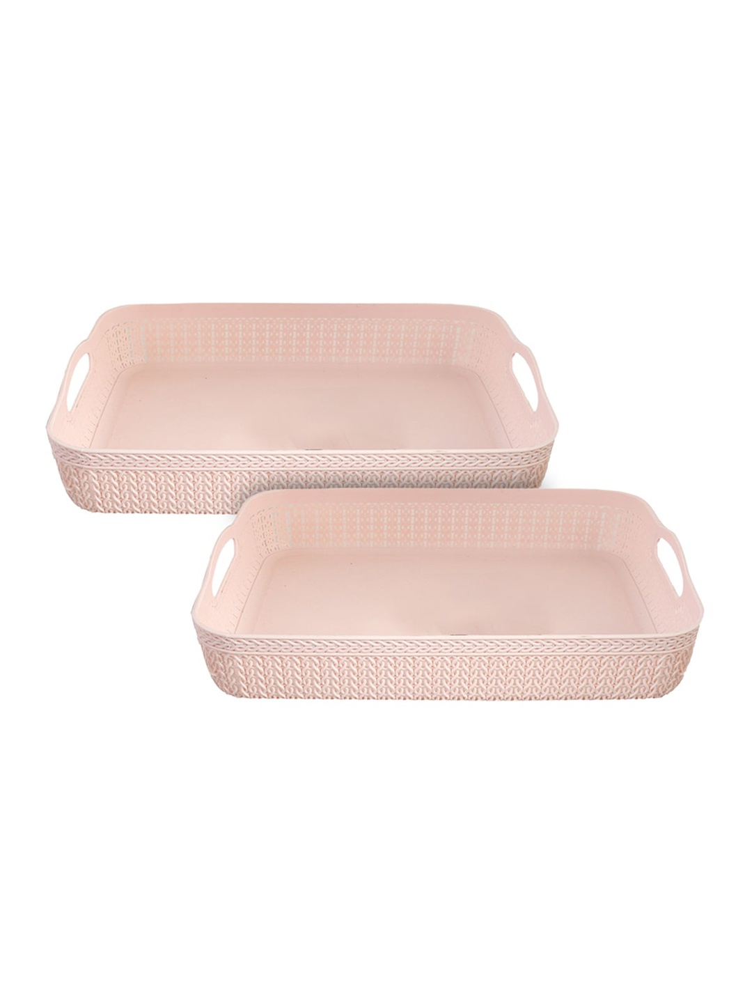 

Kuber Industries Set Of 2 Pink Solid Storage Basket Organisers