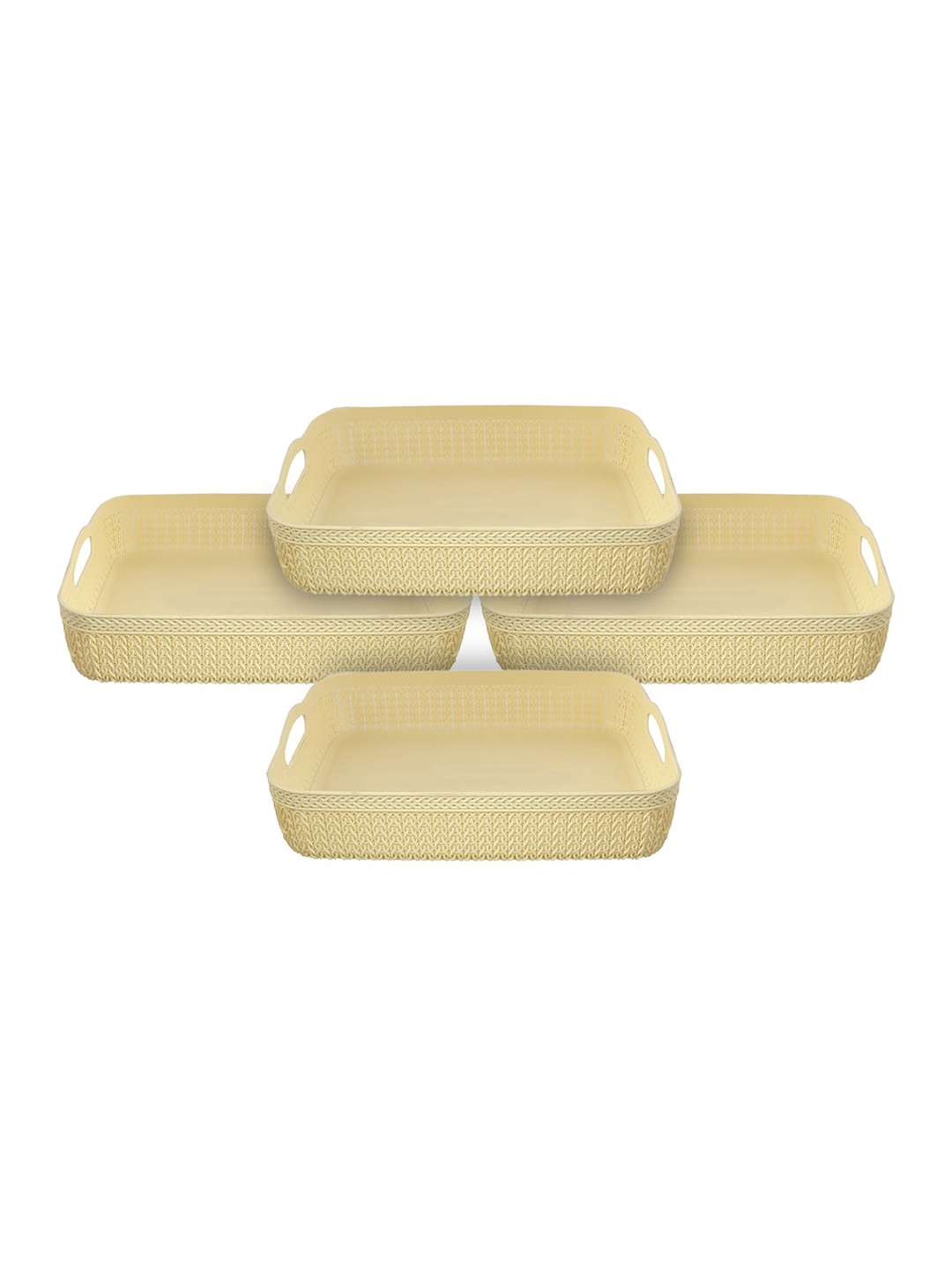 

Kuber Industries Set Of 4 Cream Coloured Self Design Organisers