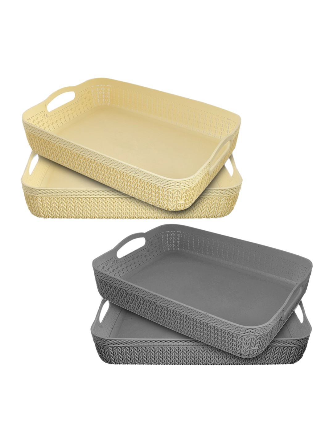 

Kuber Industries Set Of 4 Solid Plastic Storage Basket, Grey