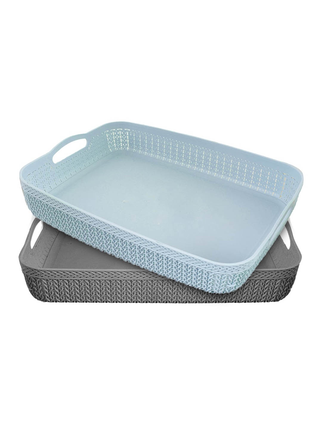 

Kuber Industries Set Of 2 Solid Storage Basket Organisers, Blue