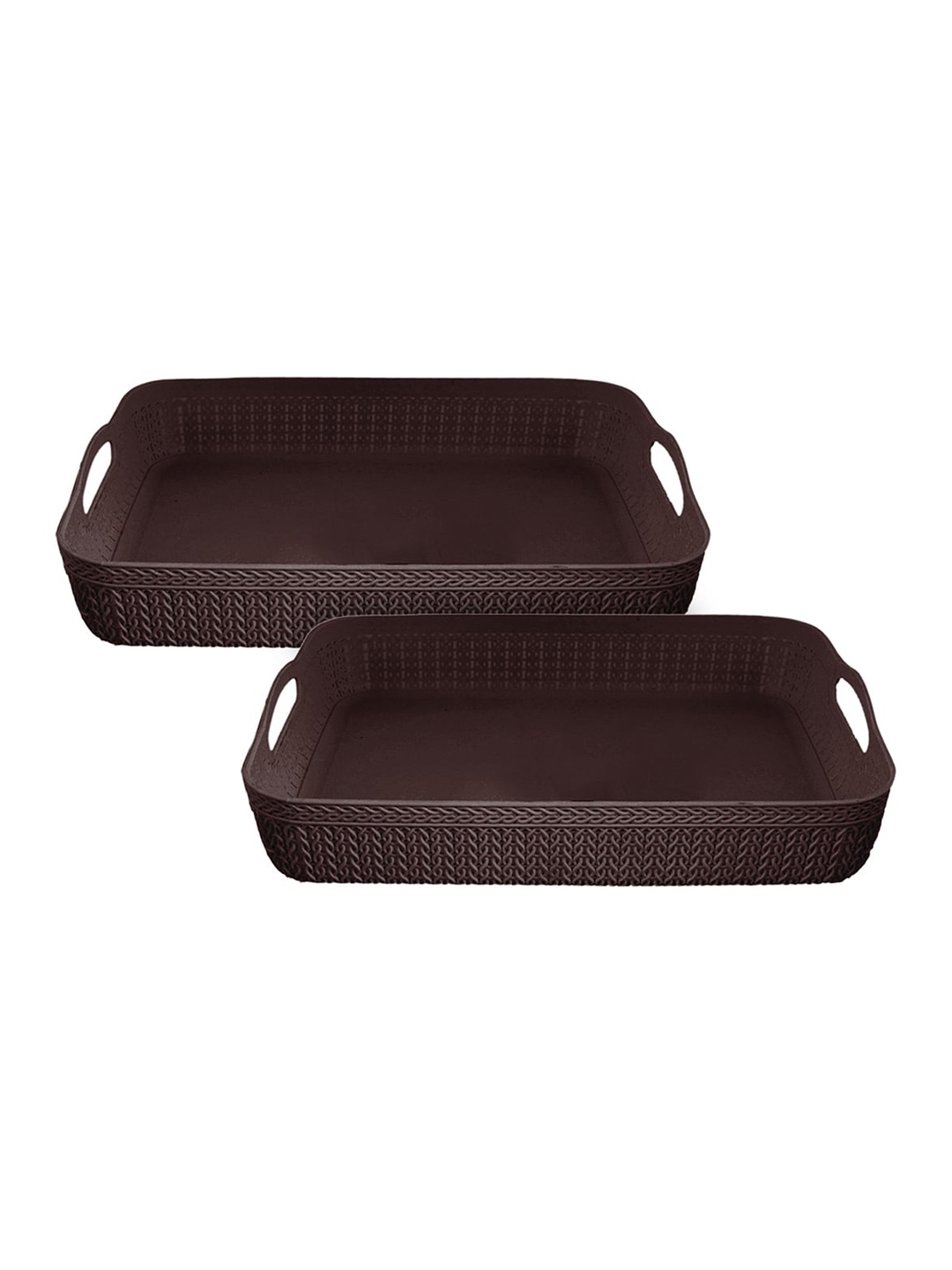 

Kuber Industries Set Of 2 Brown Solid Storage Basket Organisers