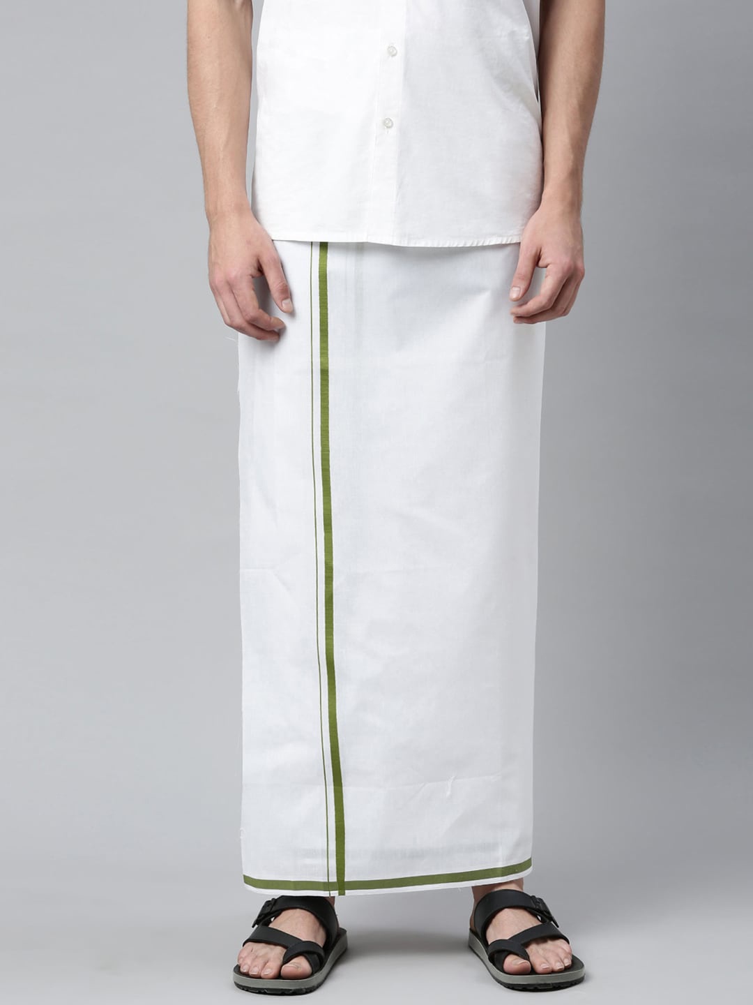 

WHITE HEART Men White Solid Pure Cotton Single Dhoti-WHMDDBBLG026R