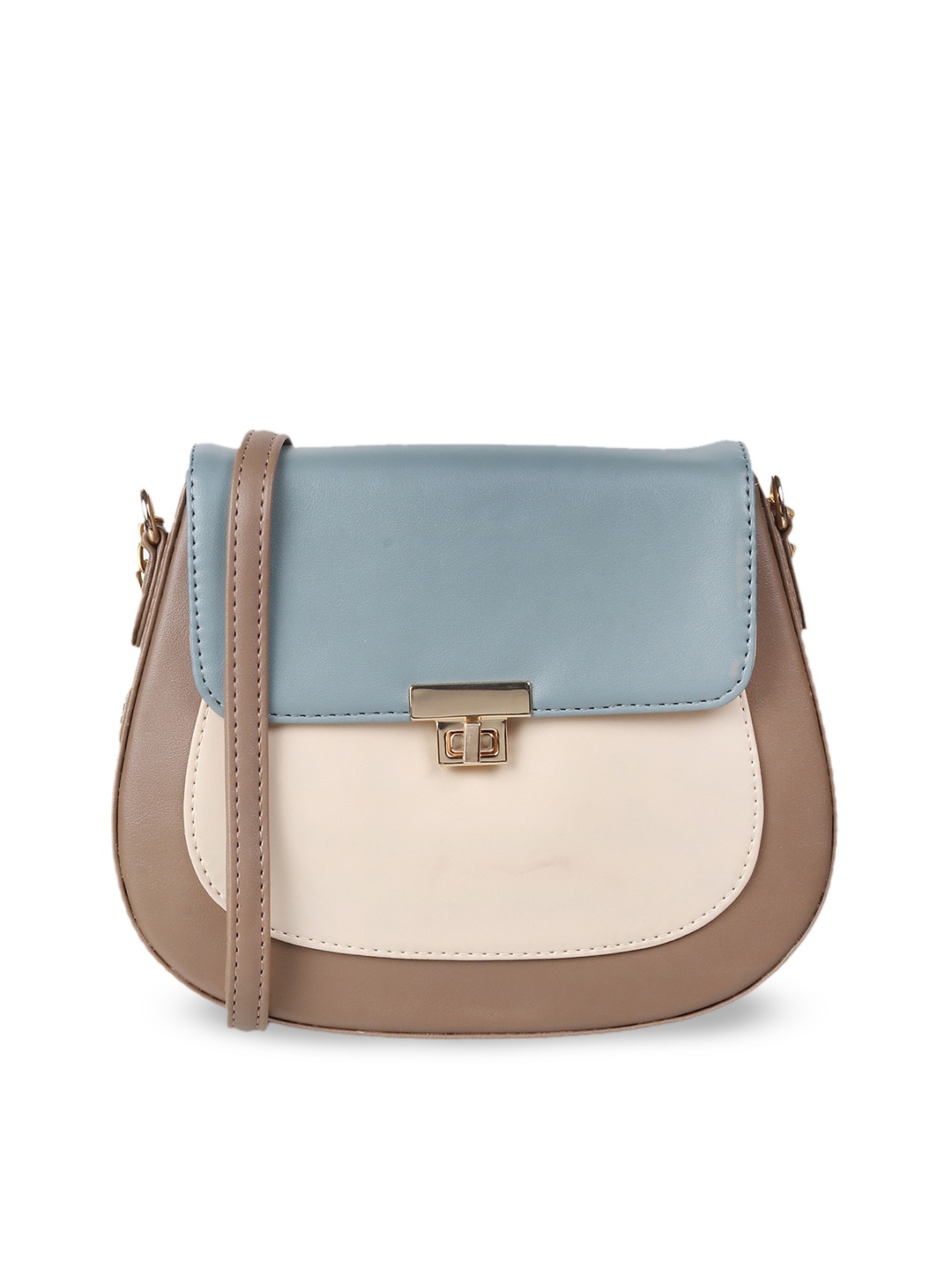 

Mochi Brown & Grey Colourblocked Structured Sling Bag
