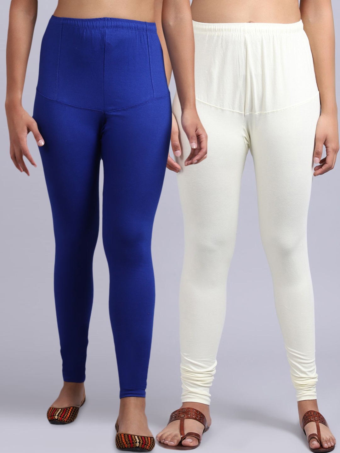 

GRACIT Women Pack Of 2 Solid Churidar-Length Leggings, Blue