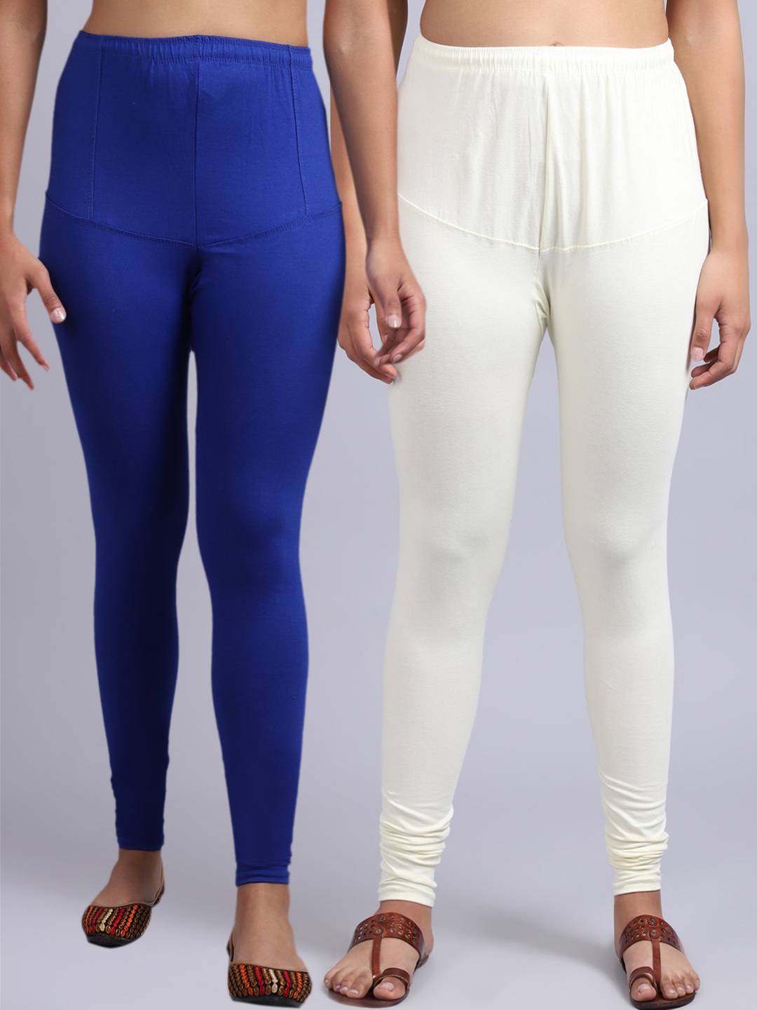 

GRACIT Women Pack Of 2 Solid Churidar-Length Leggings, Blue