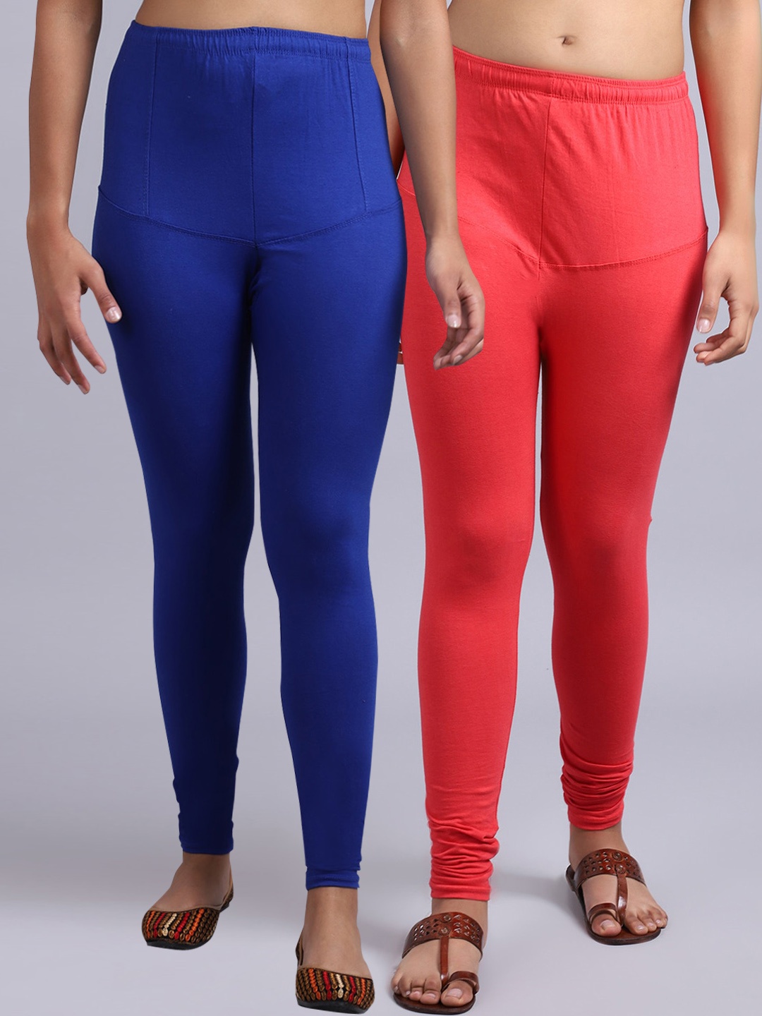 

GRACIT Women Pack Of 2 Solid Ankle Length Leggings, Blue