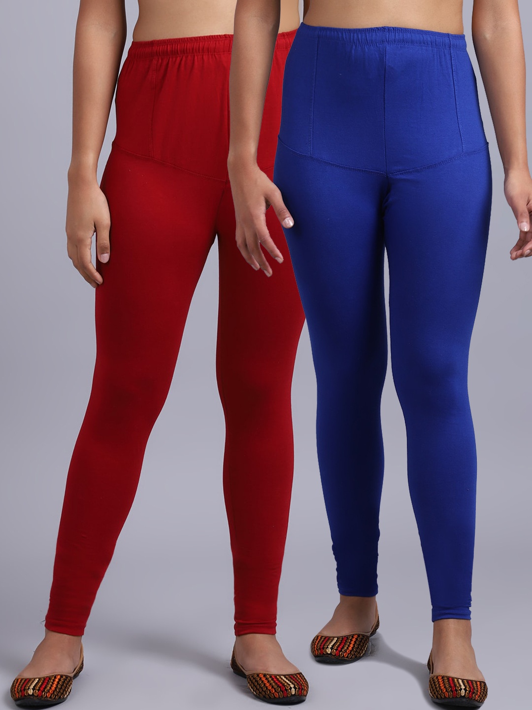

GRACIT Women Pack Of 2 Solid Churidar-Length Leggings, Blue