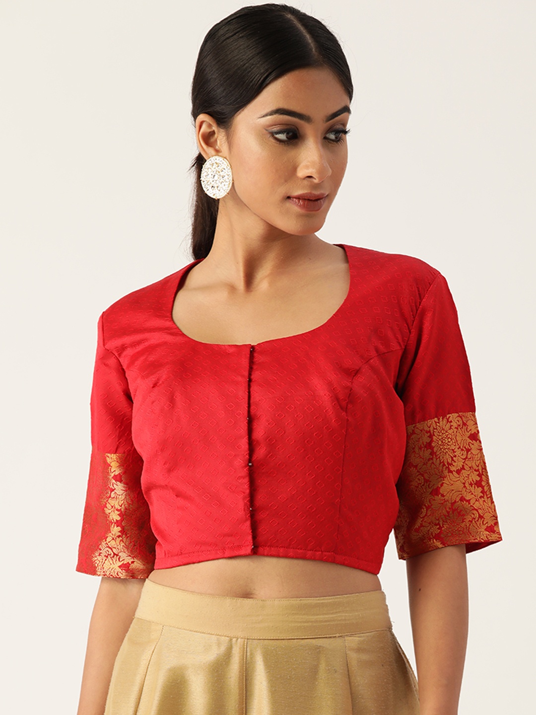 

Studio Shringaar Women Red & Golden Self Design Saree Blouse