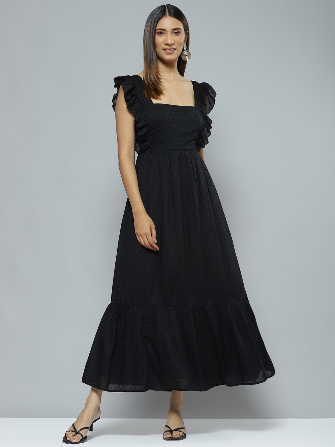 

Femella Black Ruffled Midi Dress