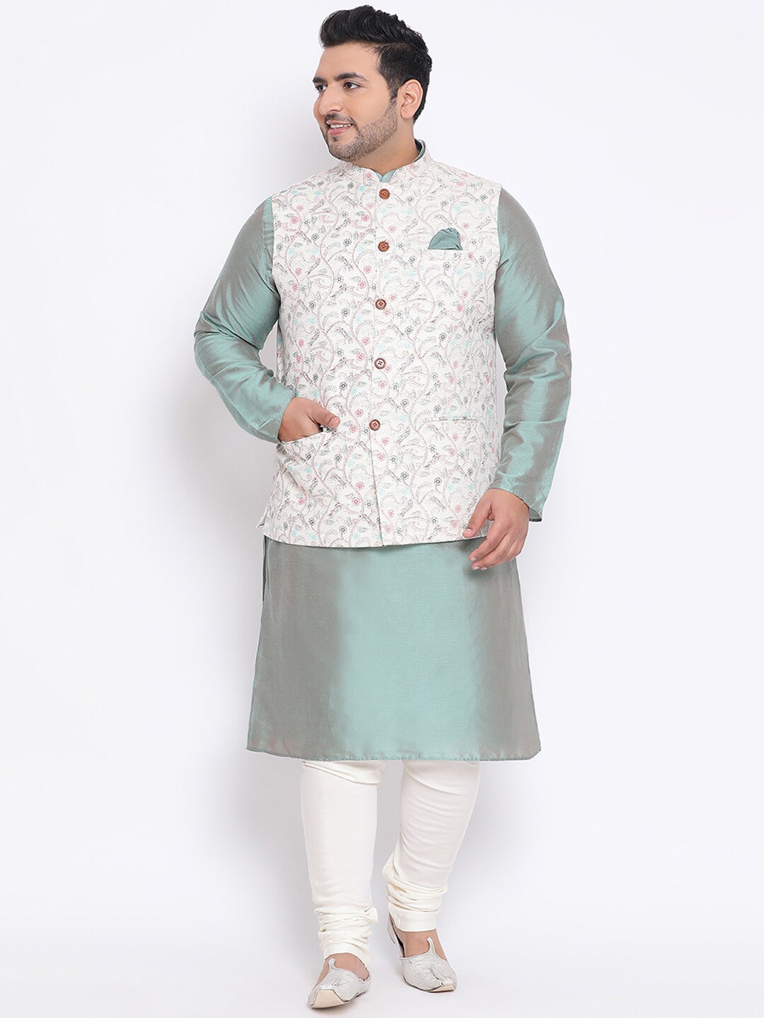 

KISAH PLUS Men Multicoloured Layered Kurta with Churidar, Multi