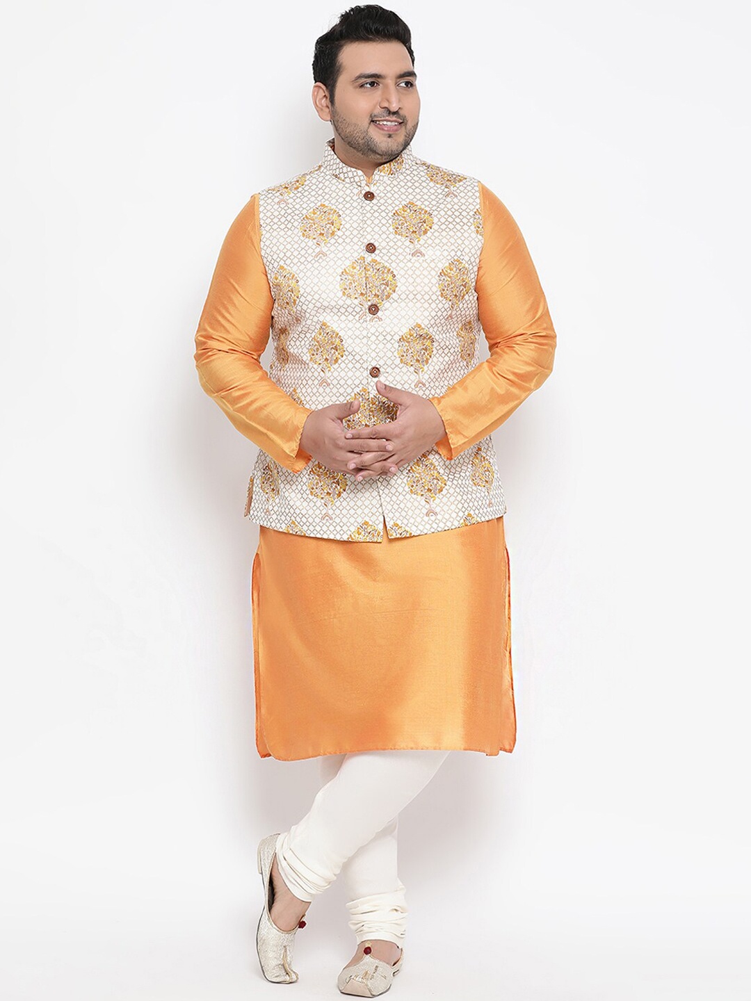 

KISAH PLUS Men Multicoloured Layered Kurta with Churidar, Multi
