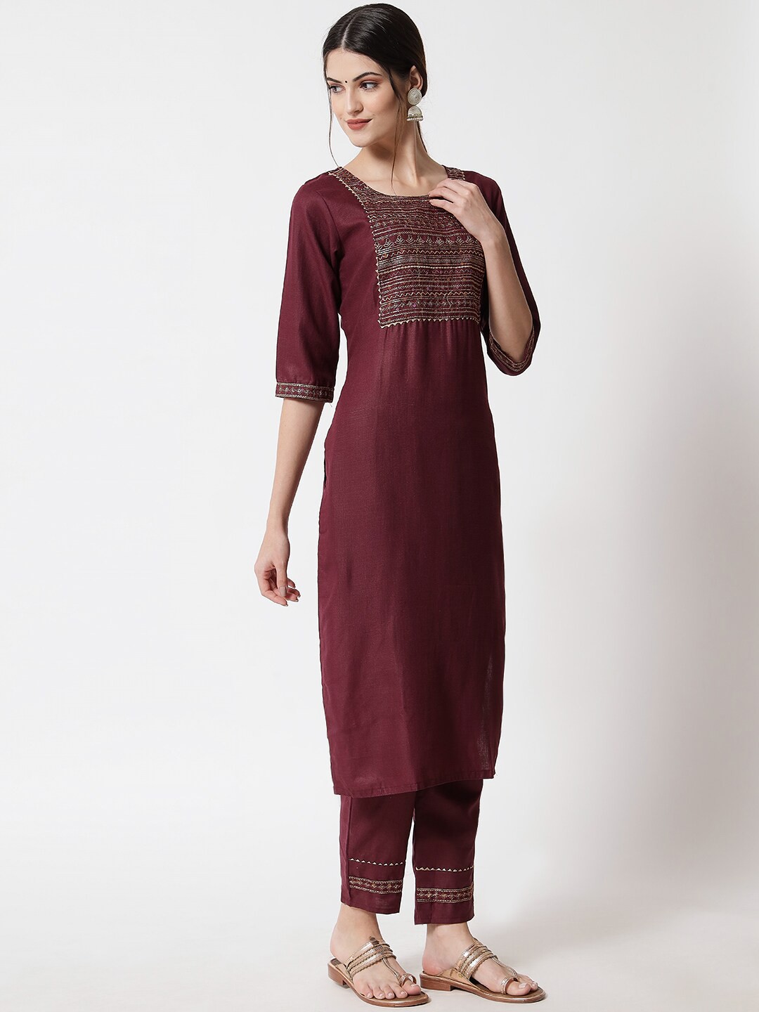 

VredeVogel Women Purple Floral Kurta with Trousers & With Dupatta