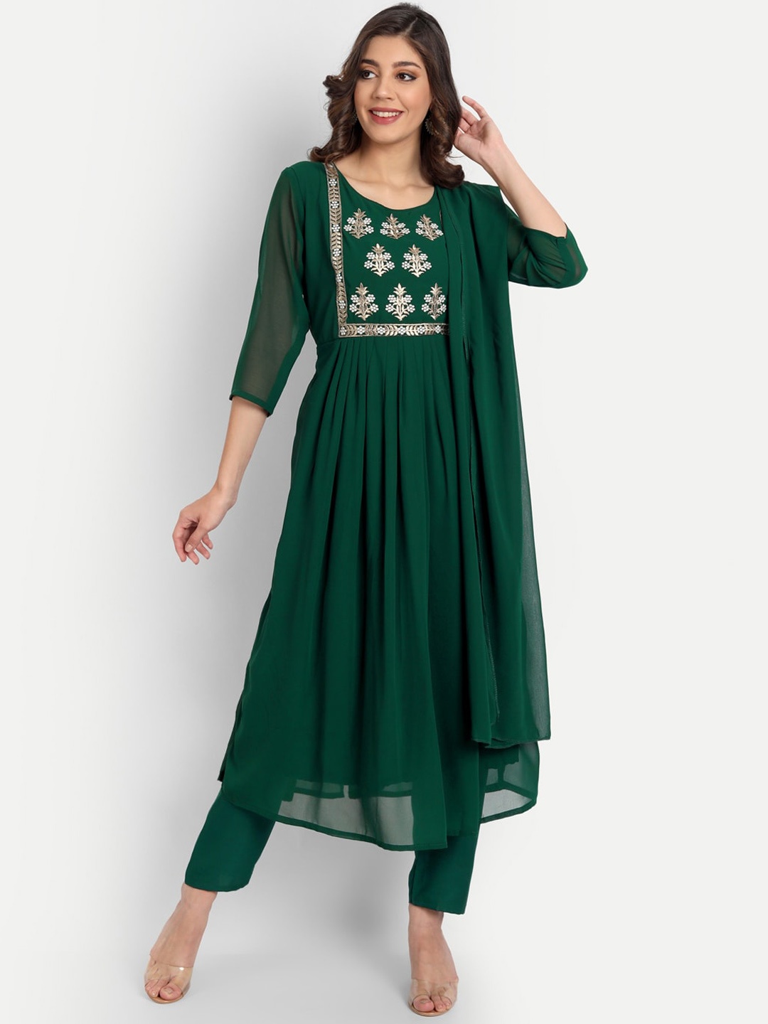 

VredeVogel Women Green Ethnic Motifs Kurta with Trousers & With Dupatta