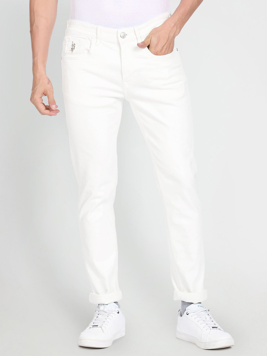 

U S Polo Assn Denim Co Men White Skinny Fit Stretchable Casual Jeans