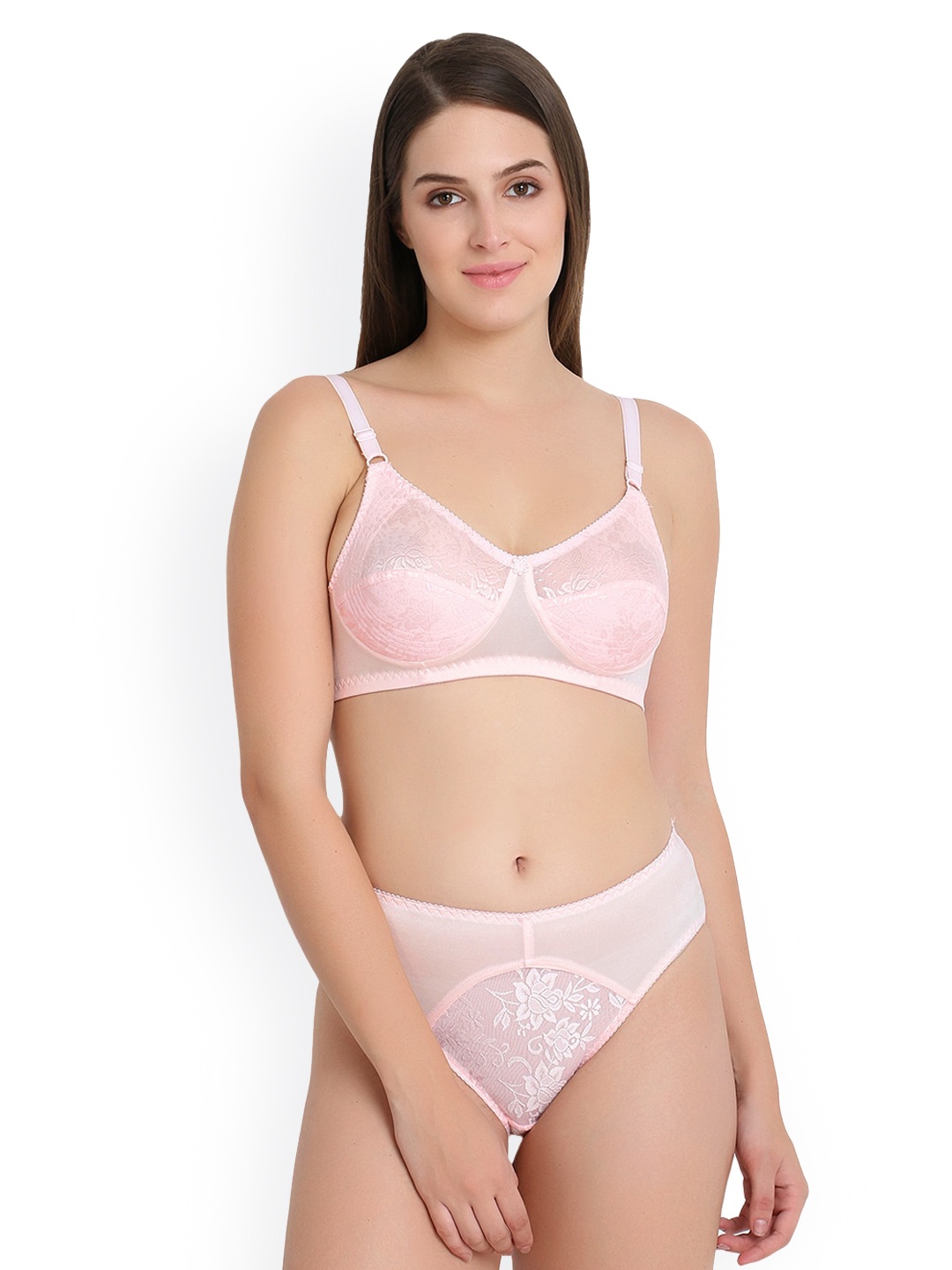 

KYODO Women Pink Self-Design Lingerie Set