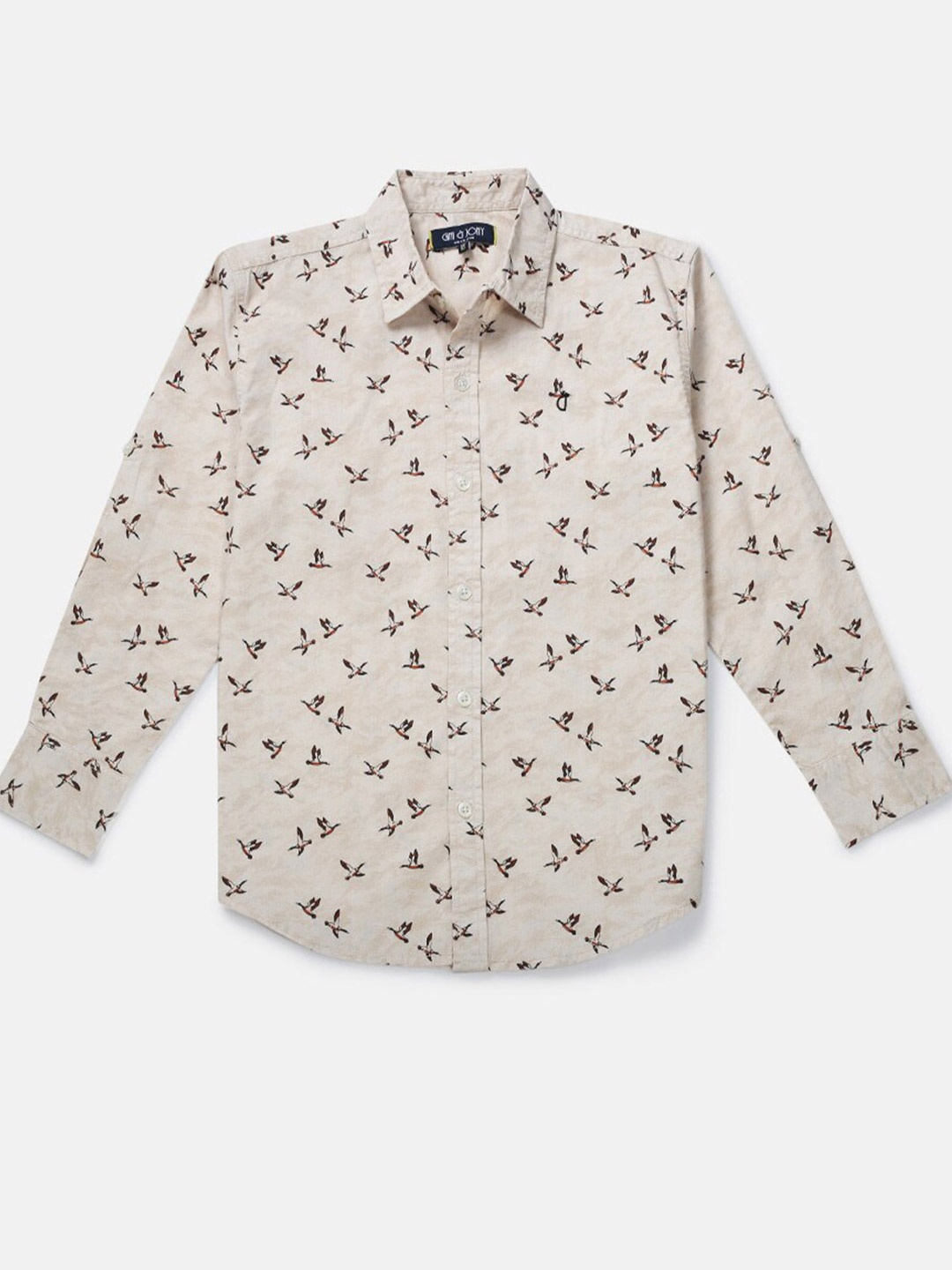 

Gini and Jony Boys Khaki Printed Casual Shirt