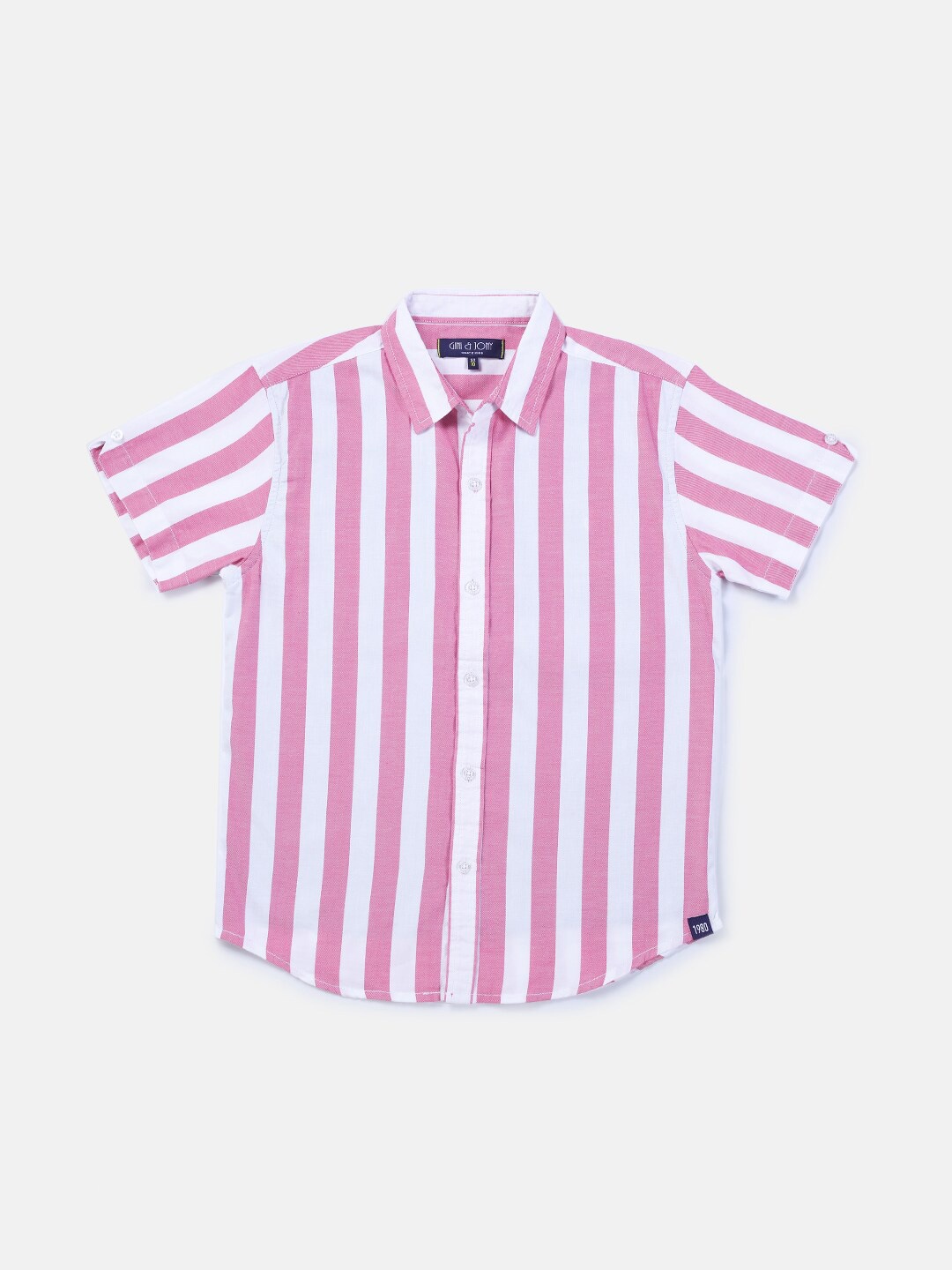 

Gini and Jony Boys Pink Striped Casual Shirt