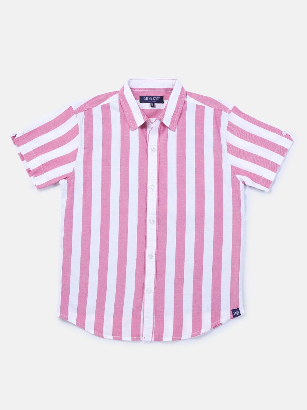 

Gini and Jony Boys Pink Striped Casual Shirt