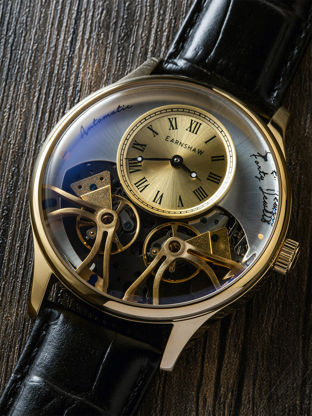 

Earnshaw Men Gold-Toned Dial Scientists Faraday Double Barrel Automatic Watch - ES-8179-07