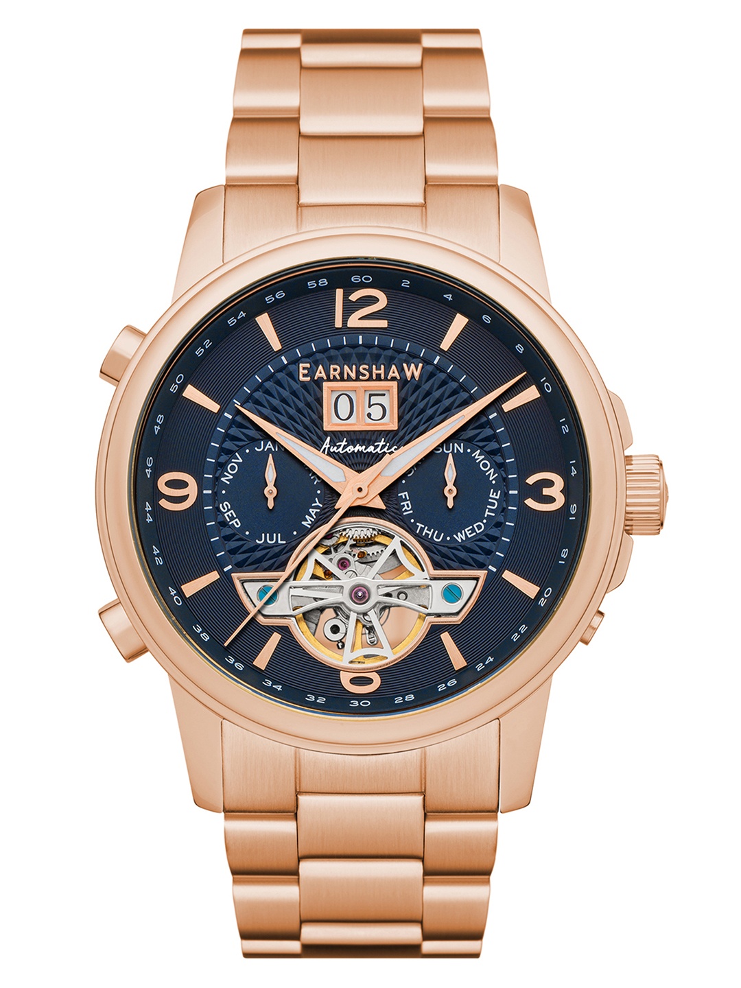 

EARNSHAW Men Blue Marylebone Grand Date Open Heart Automatic - ES-8177-44