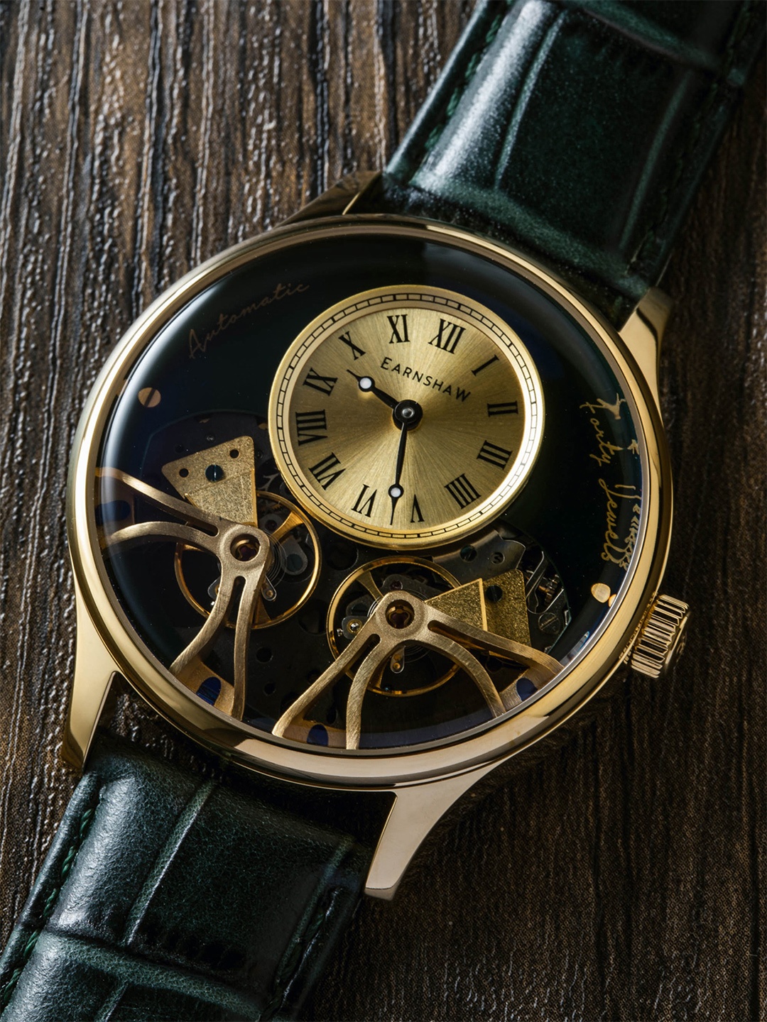 

EARNSHAW Men Gold-Toned Scientists Faraday Double Barrel Automatic Watch - ES-8179-08