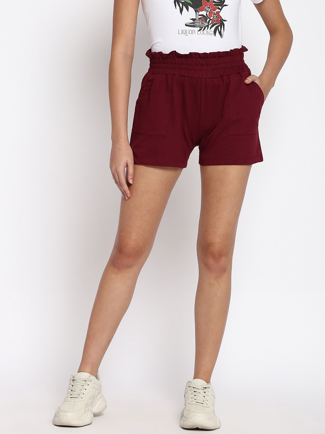 

abof Women Maroon Shorts