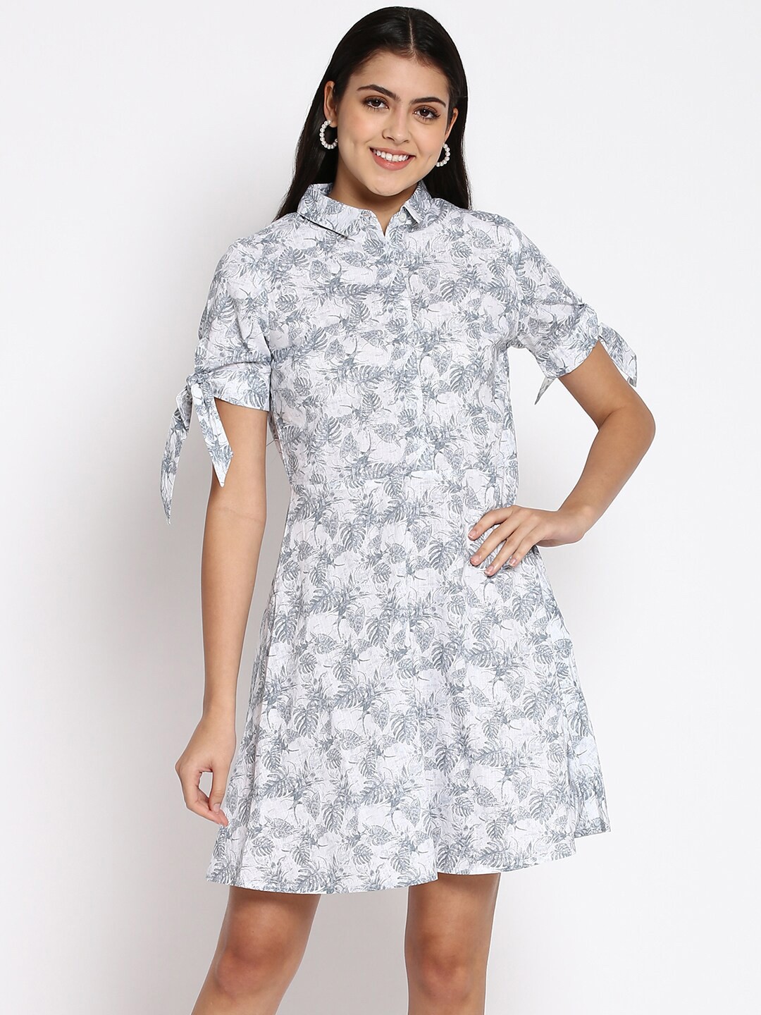 

Abof Grey Floral Shirt Dress