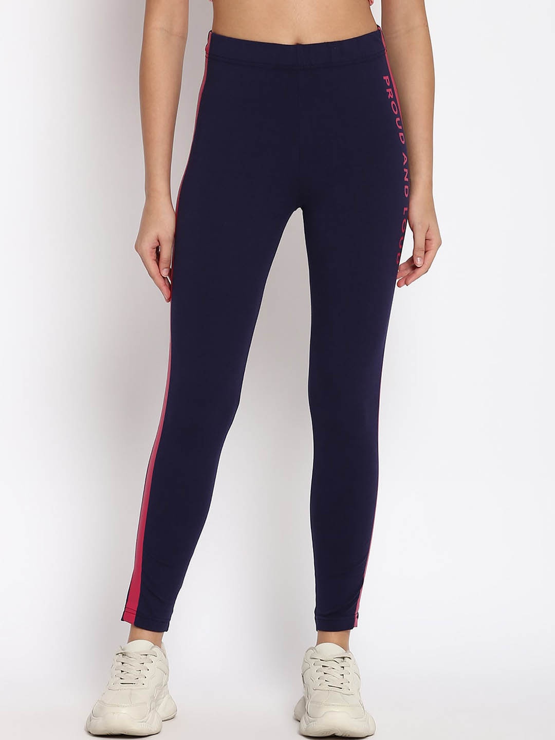 

abof Women Navy Blue Printed Regular Fit Leggings