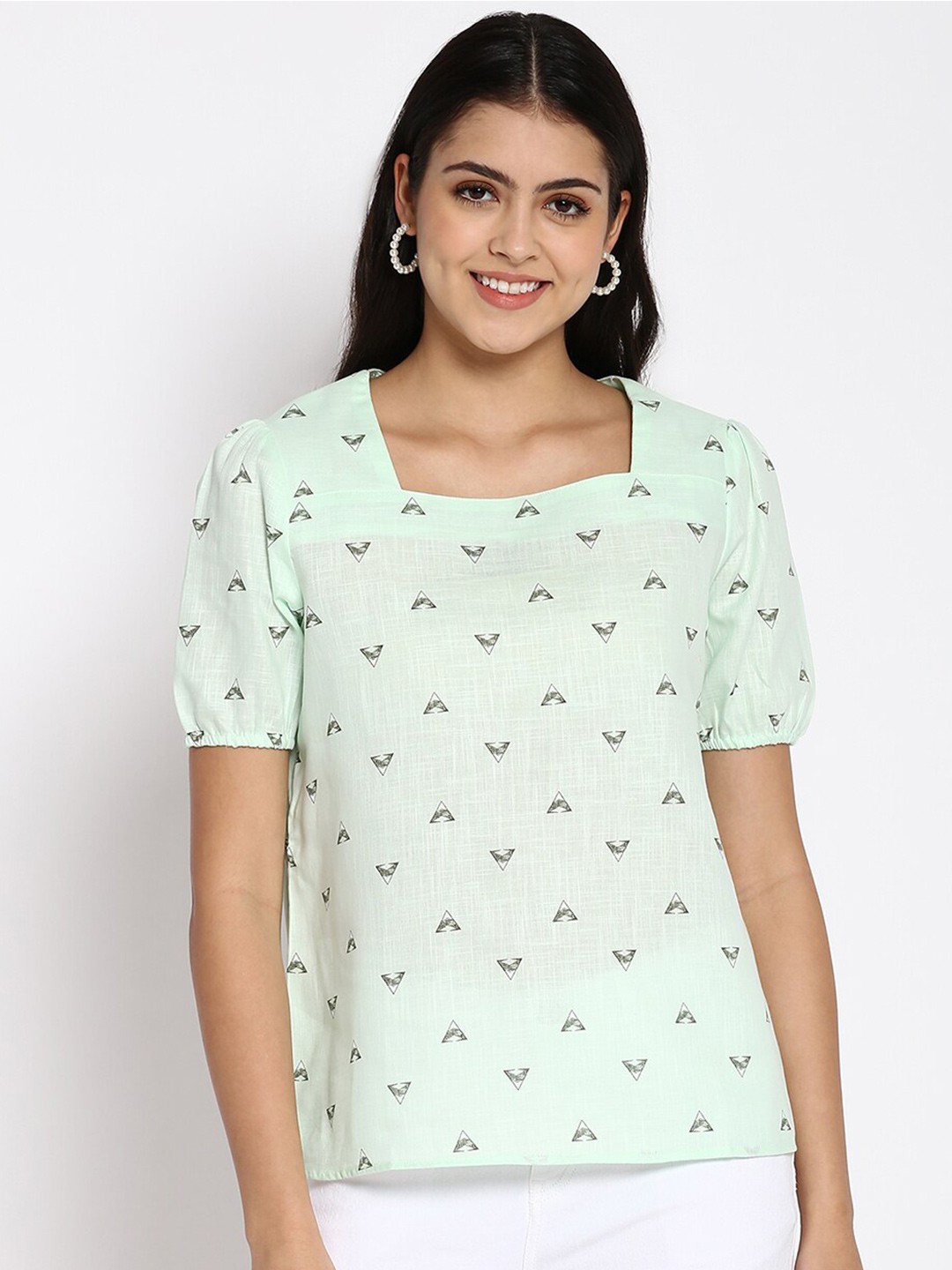 

abof Green Print Top