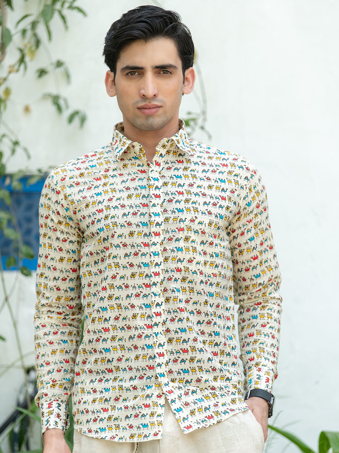 

Tistabene Men Beige Comfort Camel Printed Casual Shirt