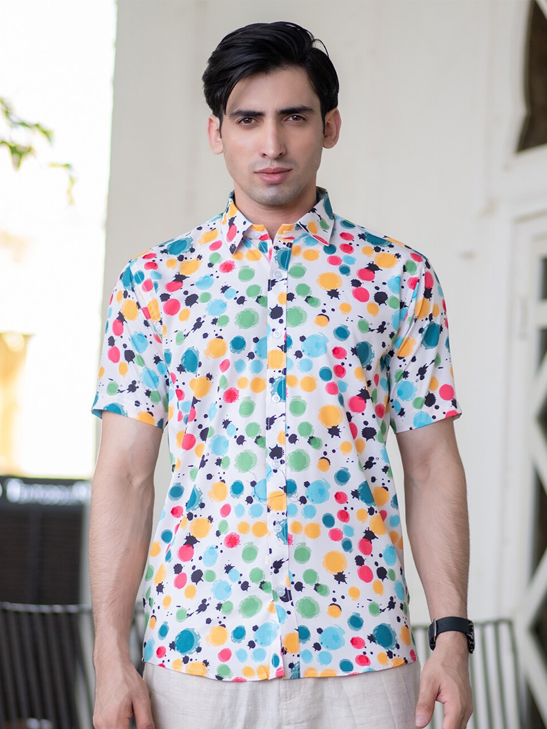 

Tistabene Men White Comfort Printed Casual Shirt
