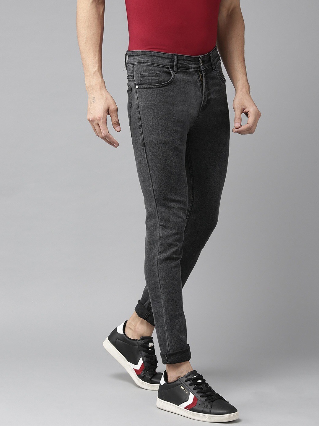 

Hubberholme Men Charcoal Comfort Slim Fit Stretchable Jeans