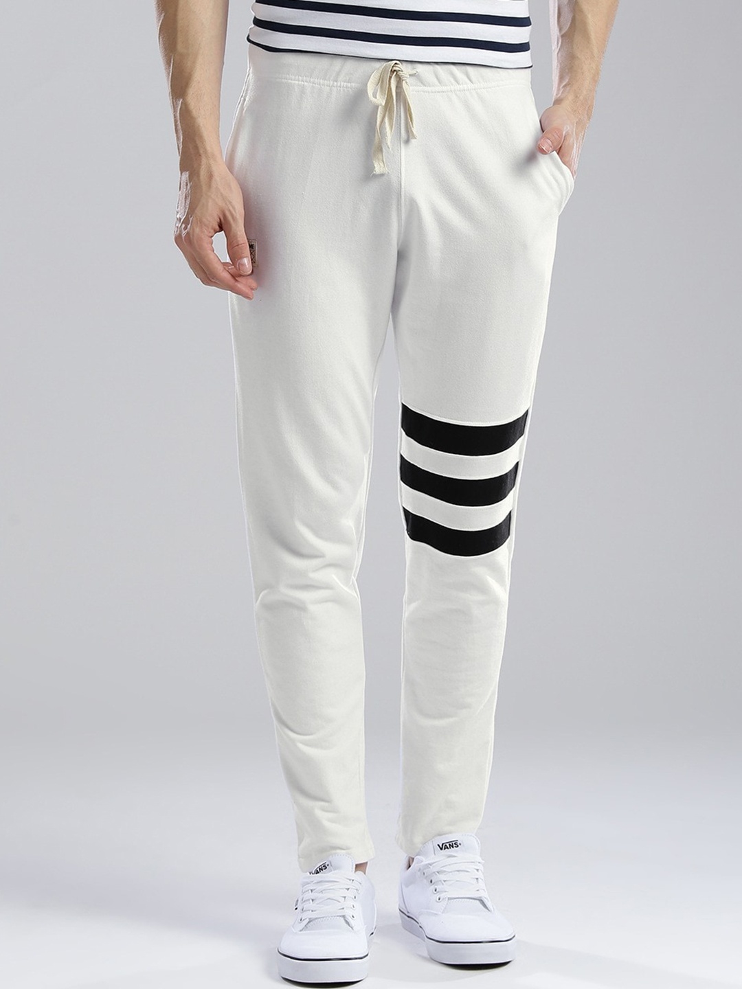 

Hubberholme Men White Solid Pure CottonTrack Pants