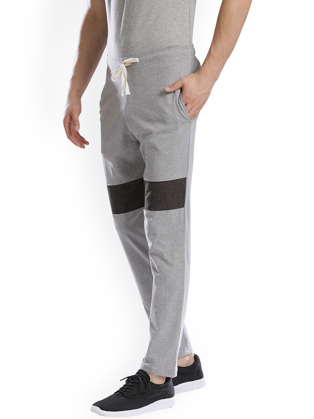 

Hubberholme Men Grey & Black Solid Straight-Fit Track Pants