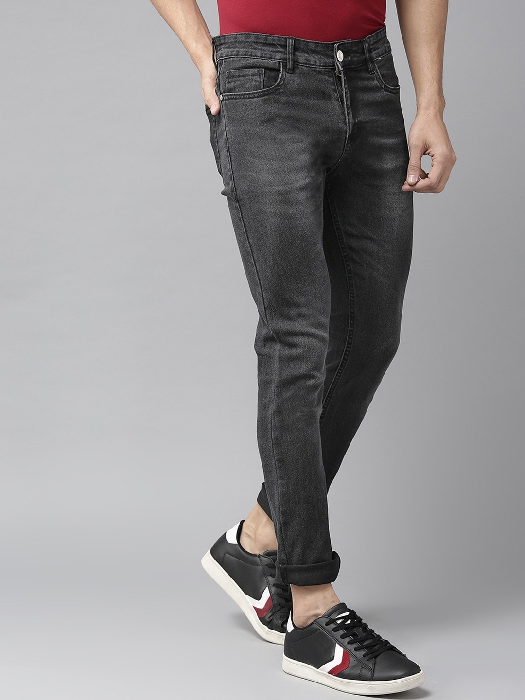 

Hubberholme Men Charcoal Comfort Slim Fit Light Fade Stretchable Jeans