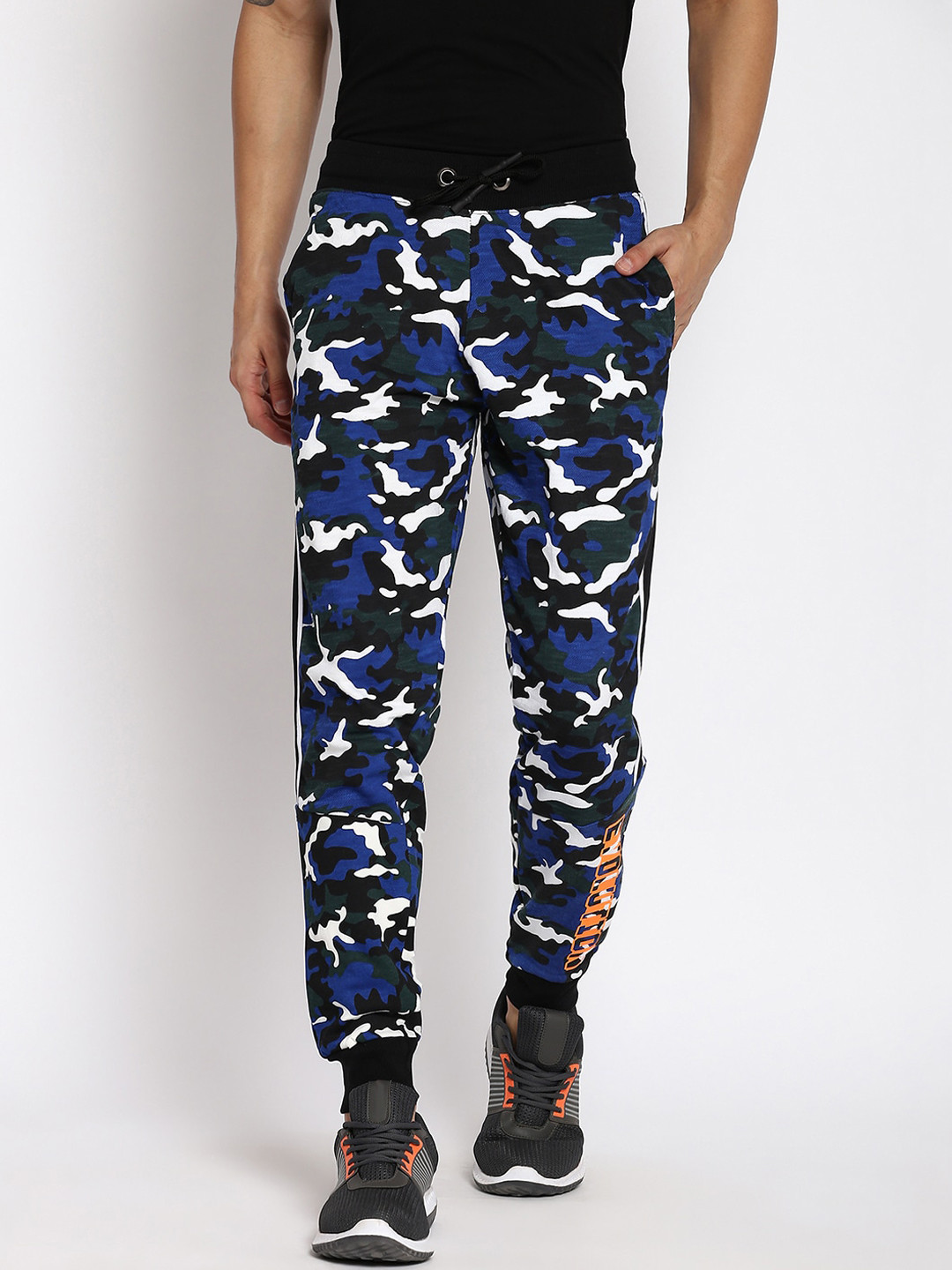 

abof Men blue & white Printed Joggers Trousers