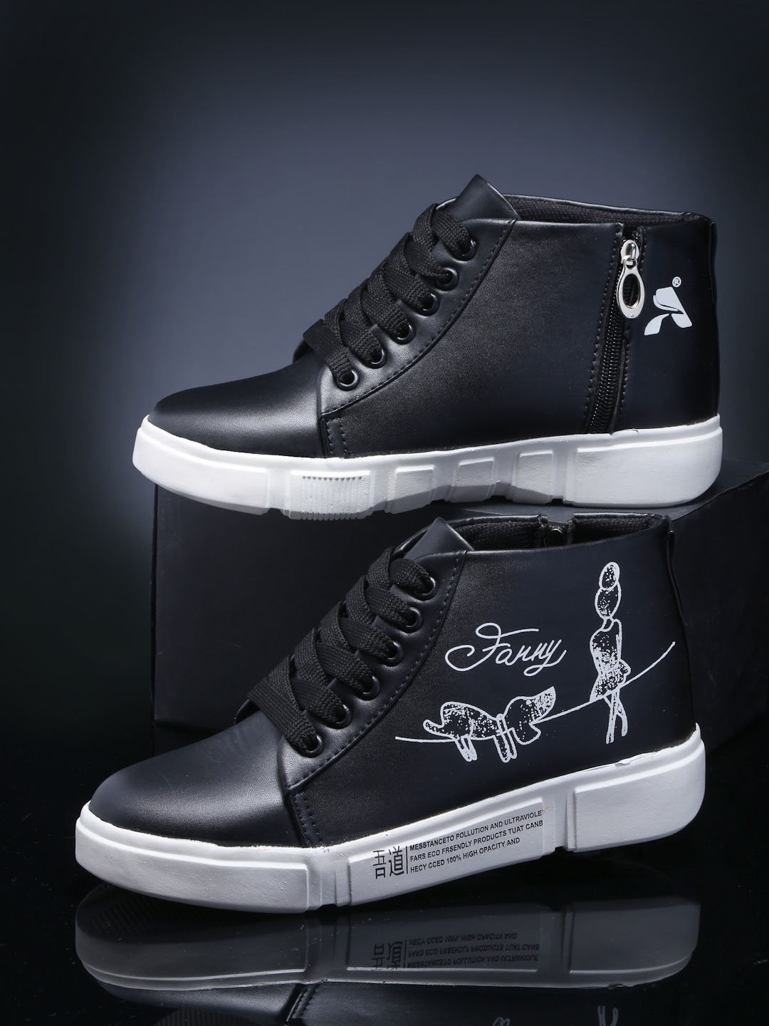 

sneakers villa Women Black Printed Sneakers
