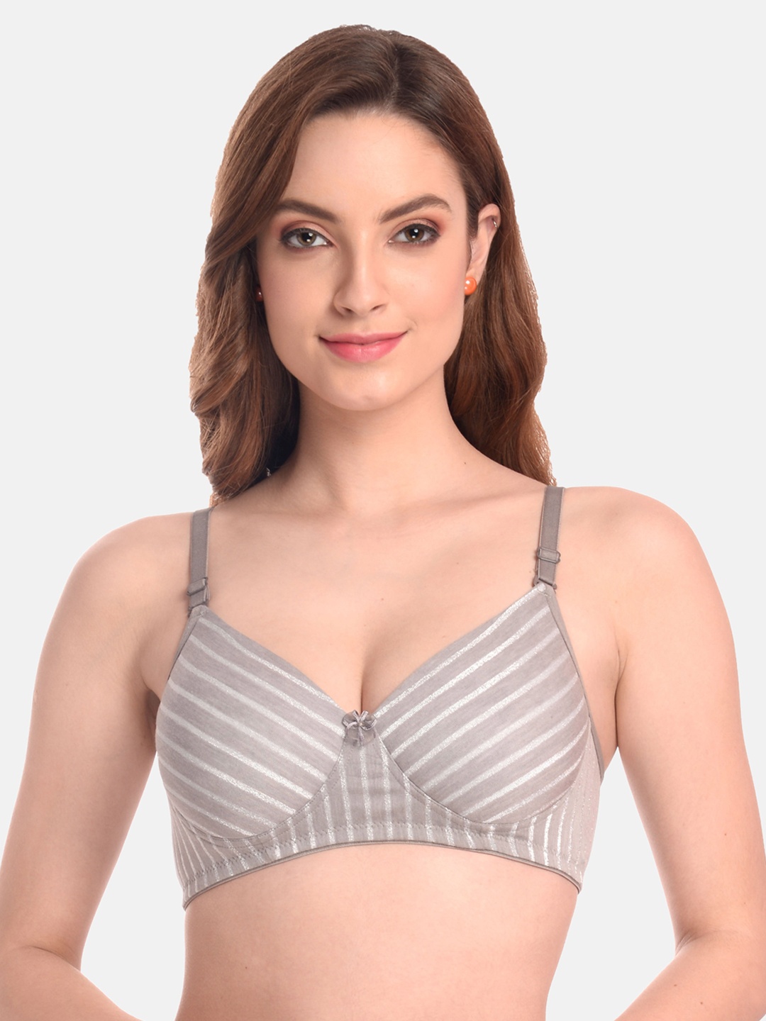 

LOTUSLEAF Grey & White Bra Lightly Padded