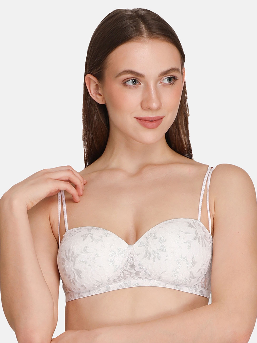 

LOTUSLEAF White Floral Lightly Padded Bra