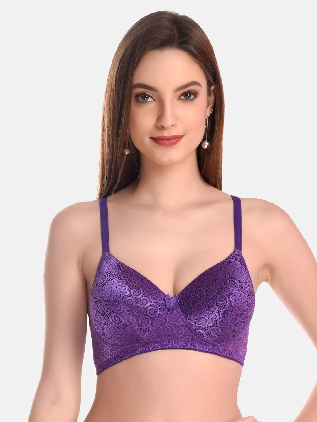 

LOTUSLEAF Purple Floral Underwired Lightly Padded Bra LBR00530702-30B-Purple