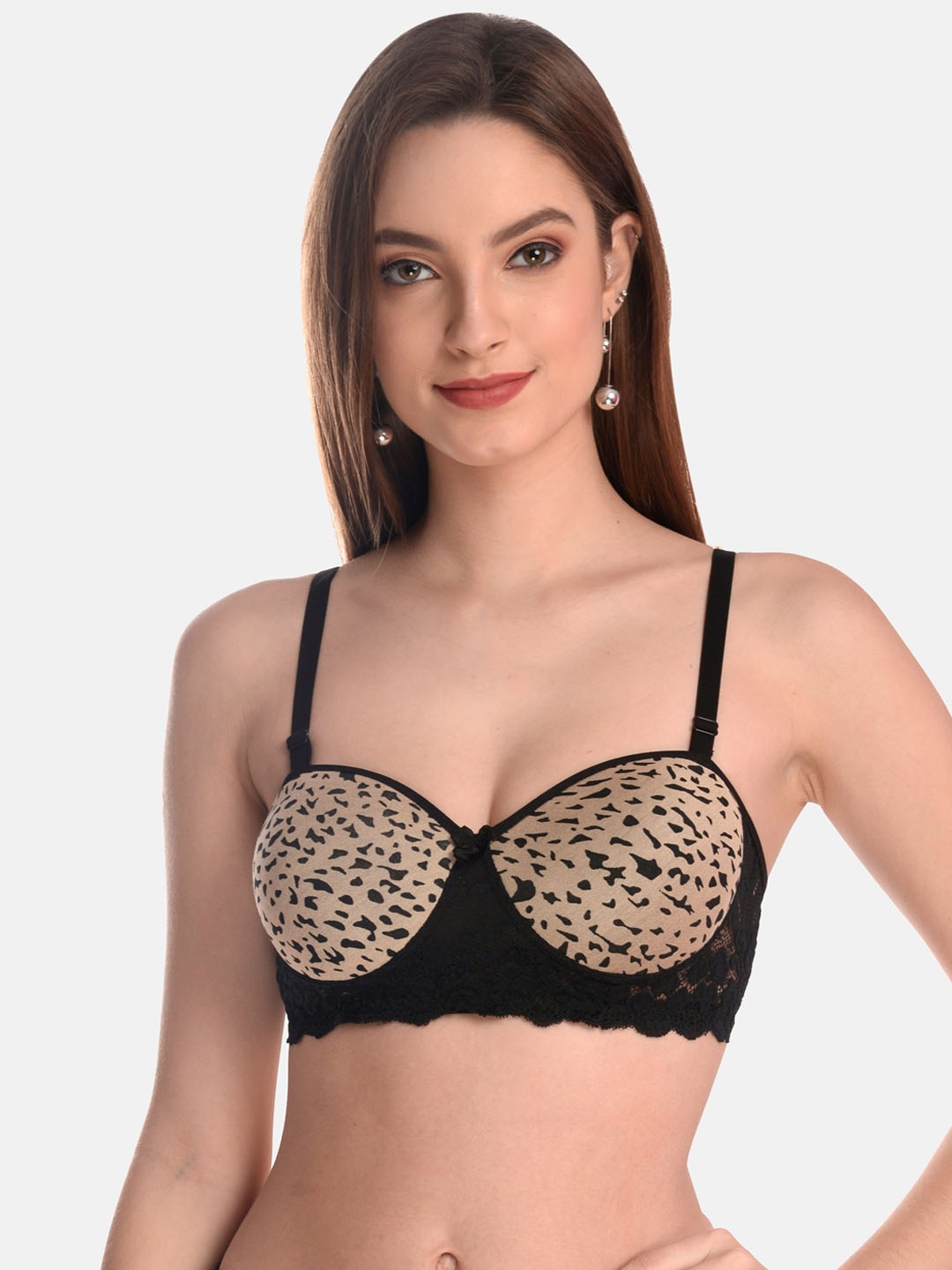 

LOTUSLEAF Black & Brown Animal Lightly Padded Bra