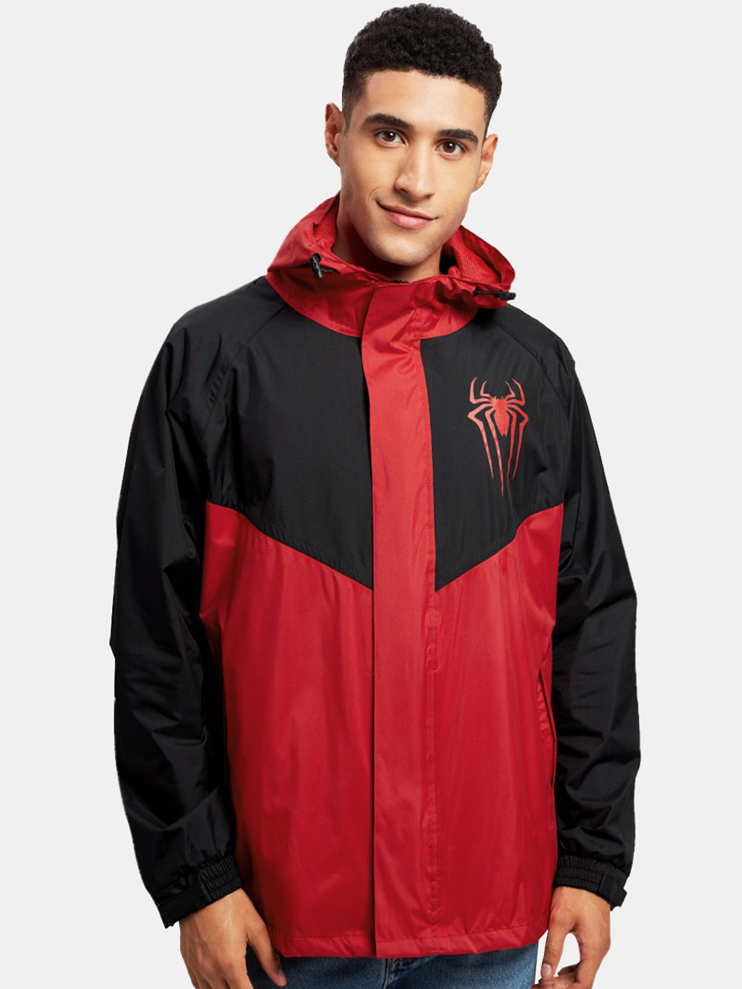 

The Souled Store Men Red Colourblocked Windcheater Tailored Jacket